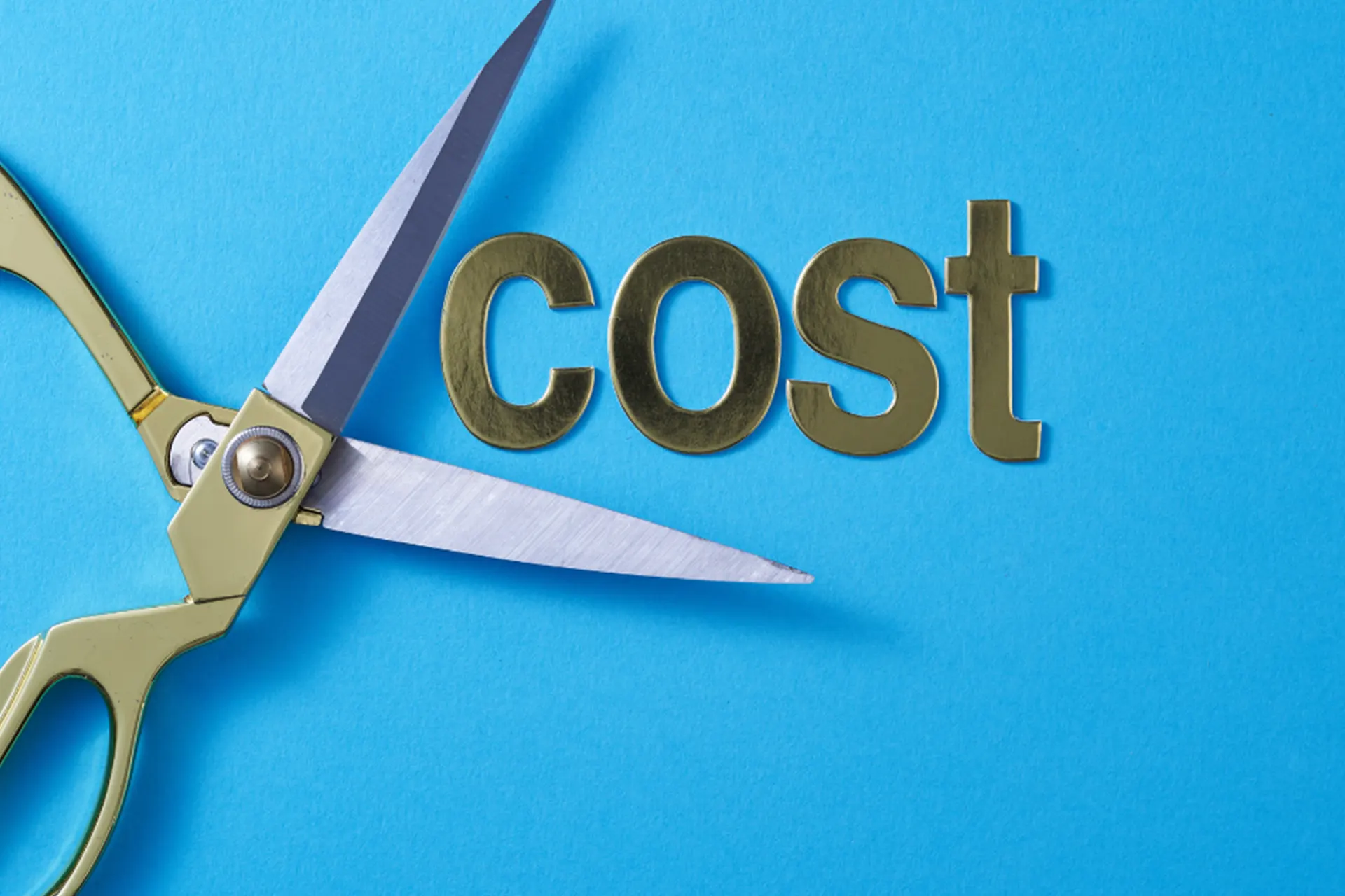Basement Mold Remediation Services for New York - A Pair of Scissors on a Blue Background with the Word Cost Written