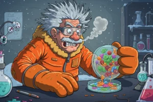 Will Mold Grow in the Cold - An Original Cartoon of a Scientist in a Freezing Cold Lab Studying How Mold Grows in the Cold