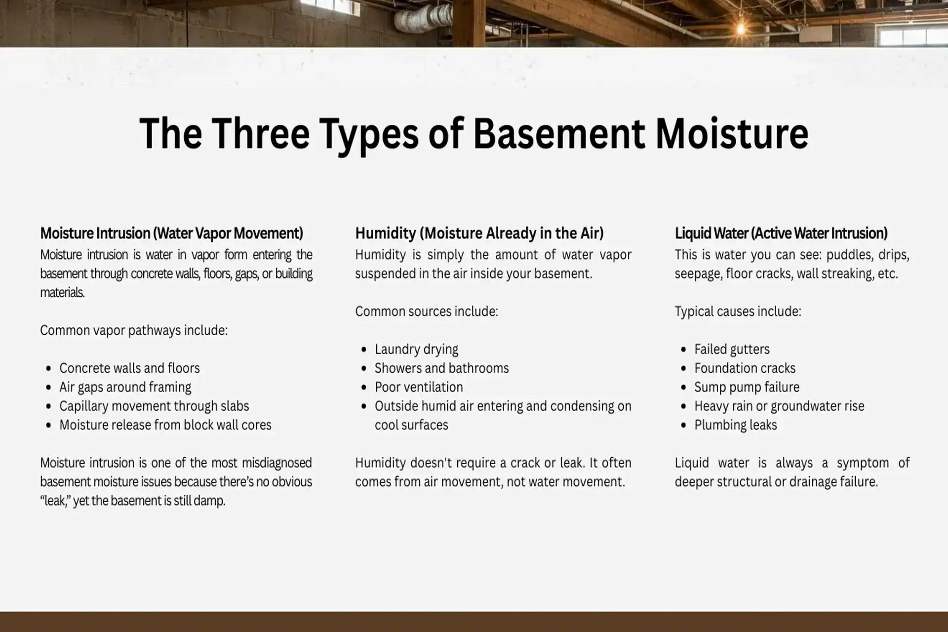 The three types of basement moisture