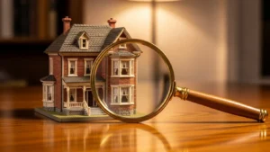 What Are Signs of Mold in a House - A House Model Sitting on a Table with a Magnifying Glass in Front of It