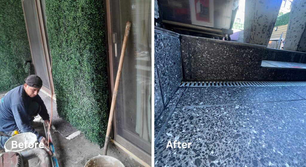 Waterproofing Methods That Prevent Mold Growth - A French Drain Installation Before and After Picture