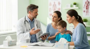 Aspergillus and Health Risks - A Doctor Talking to a Mother About Her Child's Illness