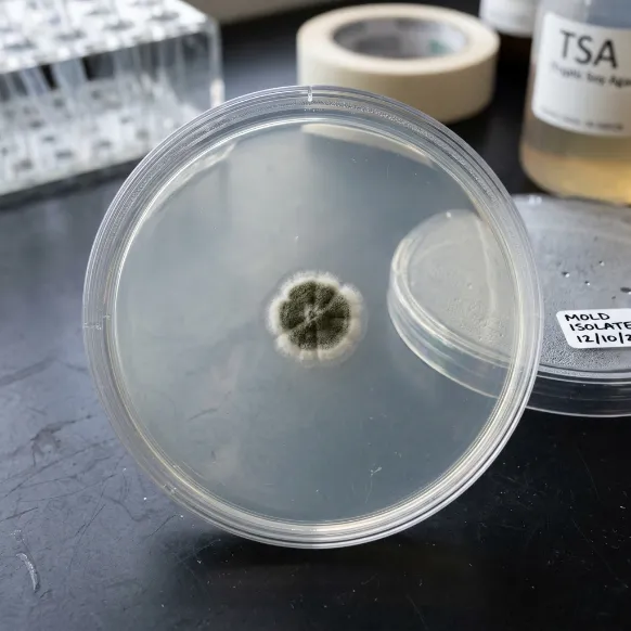 Chaetomium mold in a petri dish.