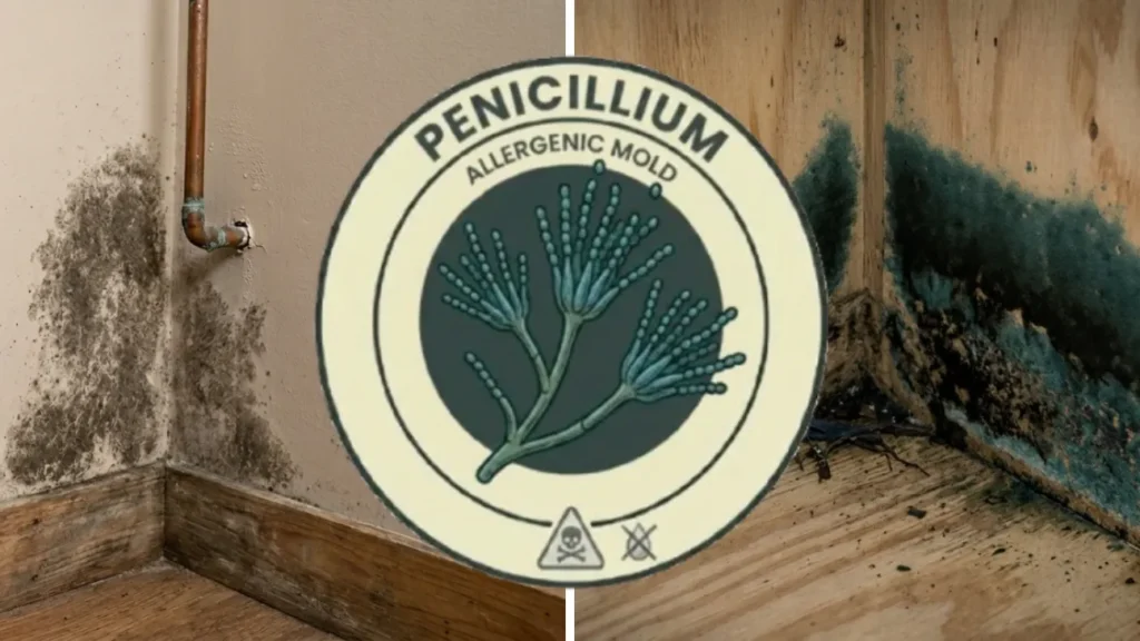 Mold Identification - Pictures of Penicillium Mold Behind a Penicillium Icon