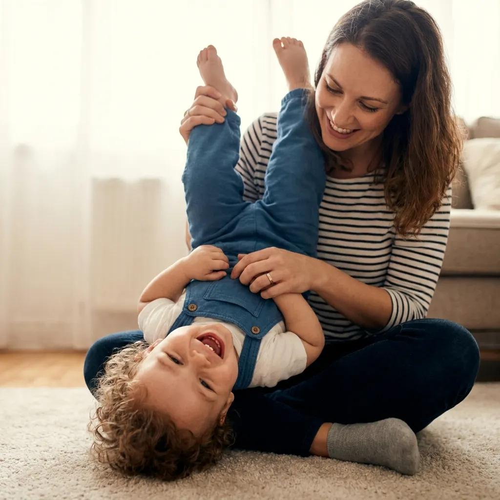 Is Mold Dangerous During Pregnancy and for Babies? A Mommy Hanging Her Baby Upside Down in Her Lap on the Floor Making Him Crack Up Laughing