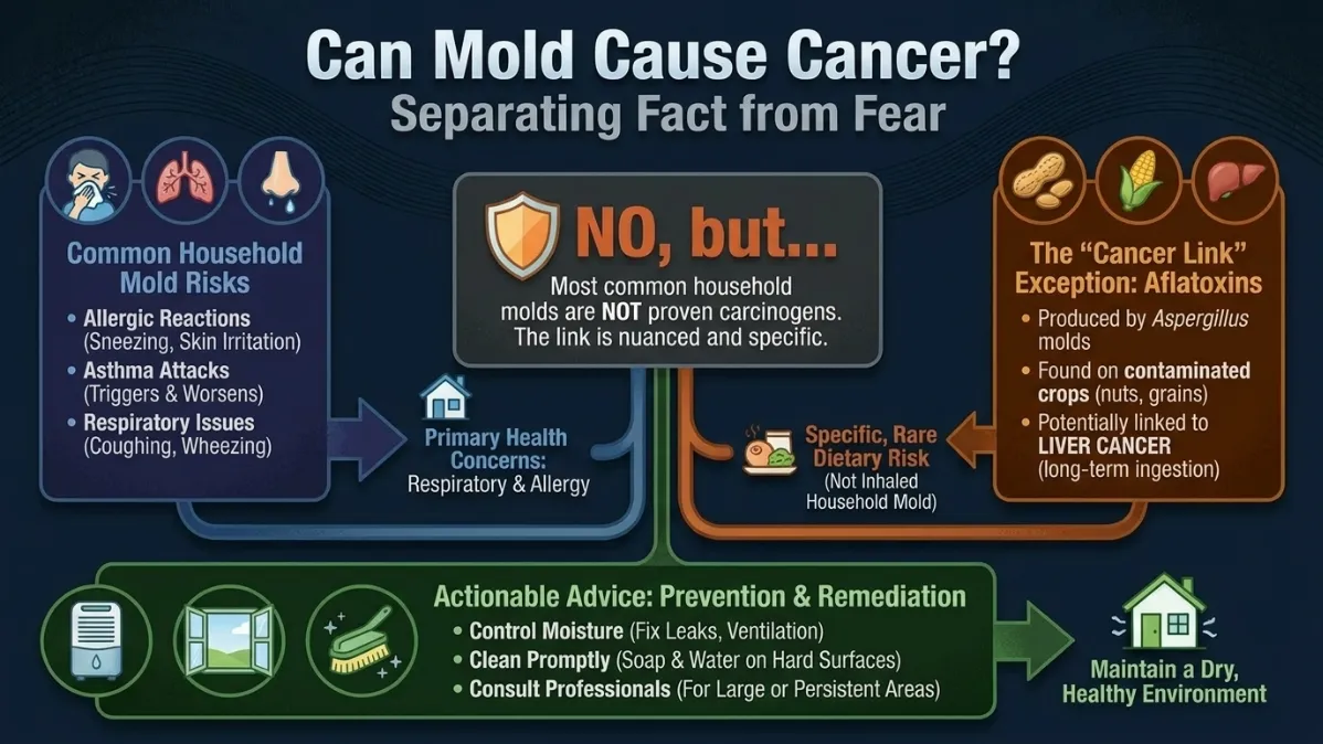 Can Mold Cause Cancer? - A Color Infographic About Whether or Not Mold Causes Cancer