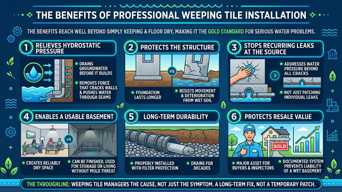 Weeping Tile Installation - An Infographic Showing the Benefits of Weeping Tile Installation