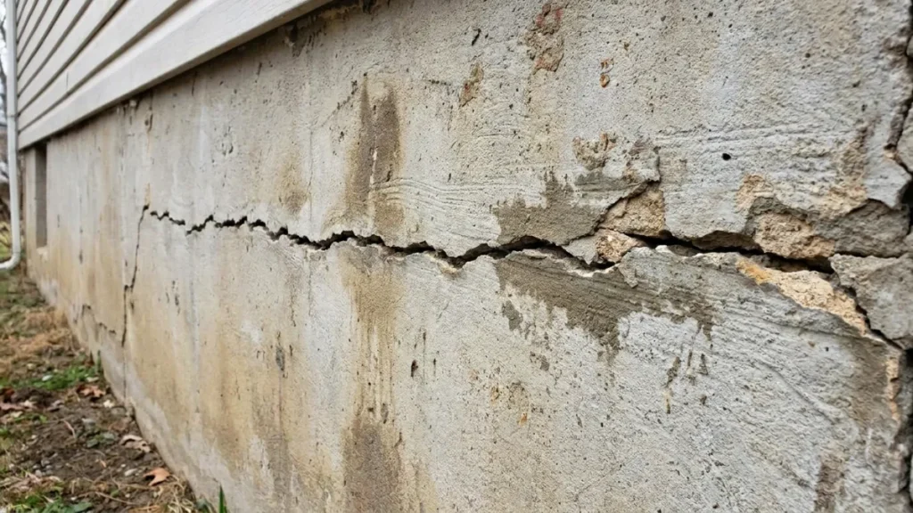 Foundation Crack Types - A Horizontal Foundation Crack on a Home