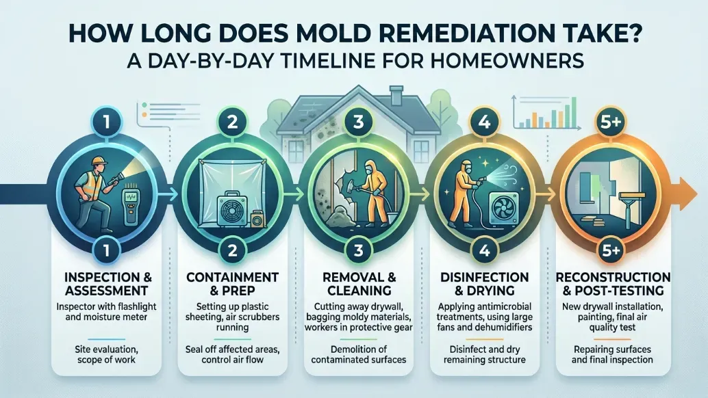 How Long Does Mold Remediation Take? A Colorful Infographic About the Topic