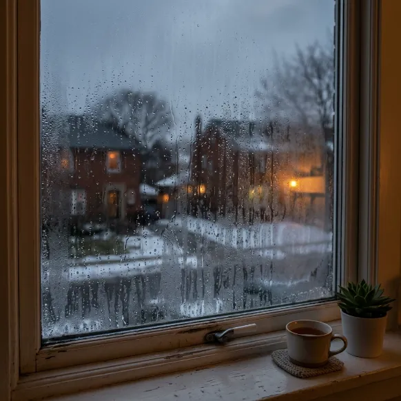 Condensation on Windows - A Picture of a Window with Condensation on it